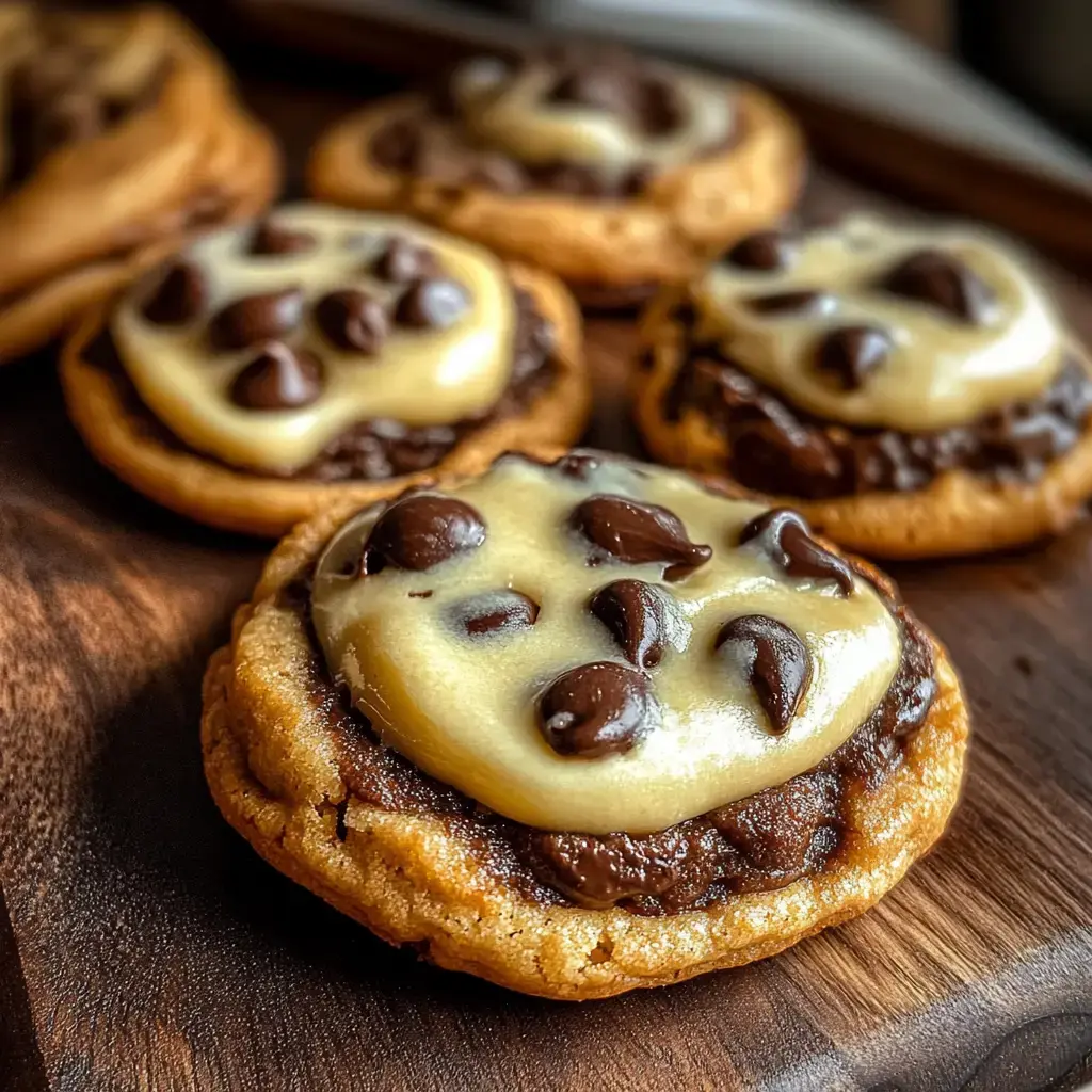 Frisch gebackene Kekse mit Schokoguss und Keksteig-Dekoration, arrangiert auf einer Holzplatte.