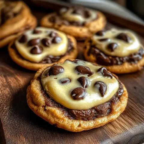 Frisch gebackene Kekse mit Schokoguss und Keksteig-Dekoration, arrangiert auf einer Holzplatte.