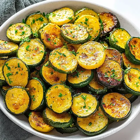 Frisch angerichtete Scheiben von gelben und grünen Zucchini.