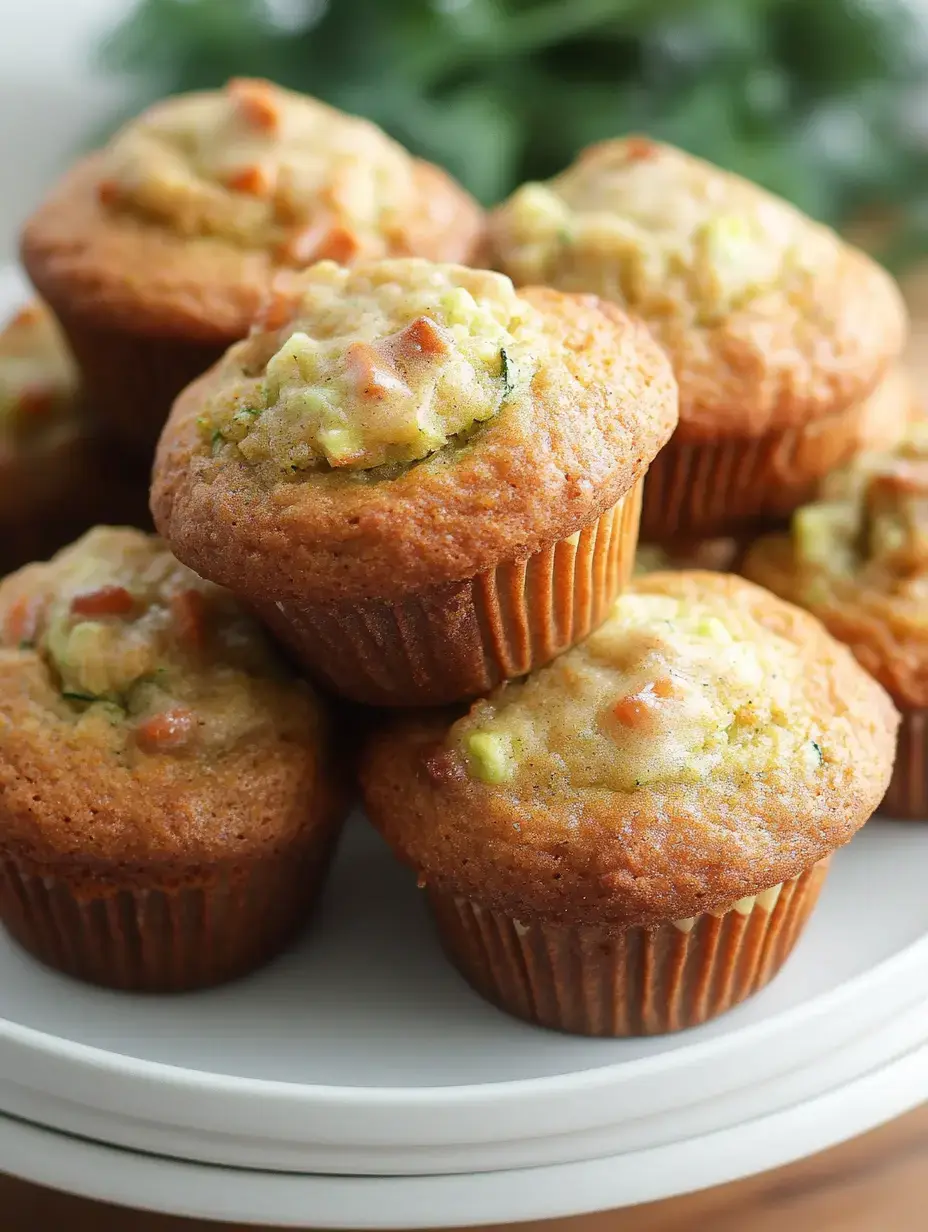 Mehrere goldbraune Muffins mit Krümel-Topping auf einem weißen Teller, ringsherum etwas Grün.