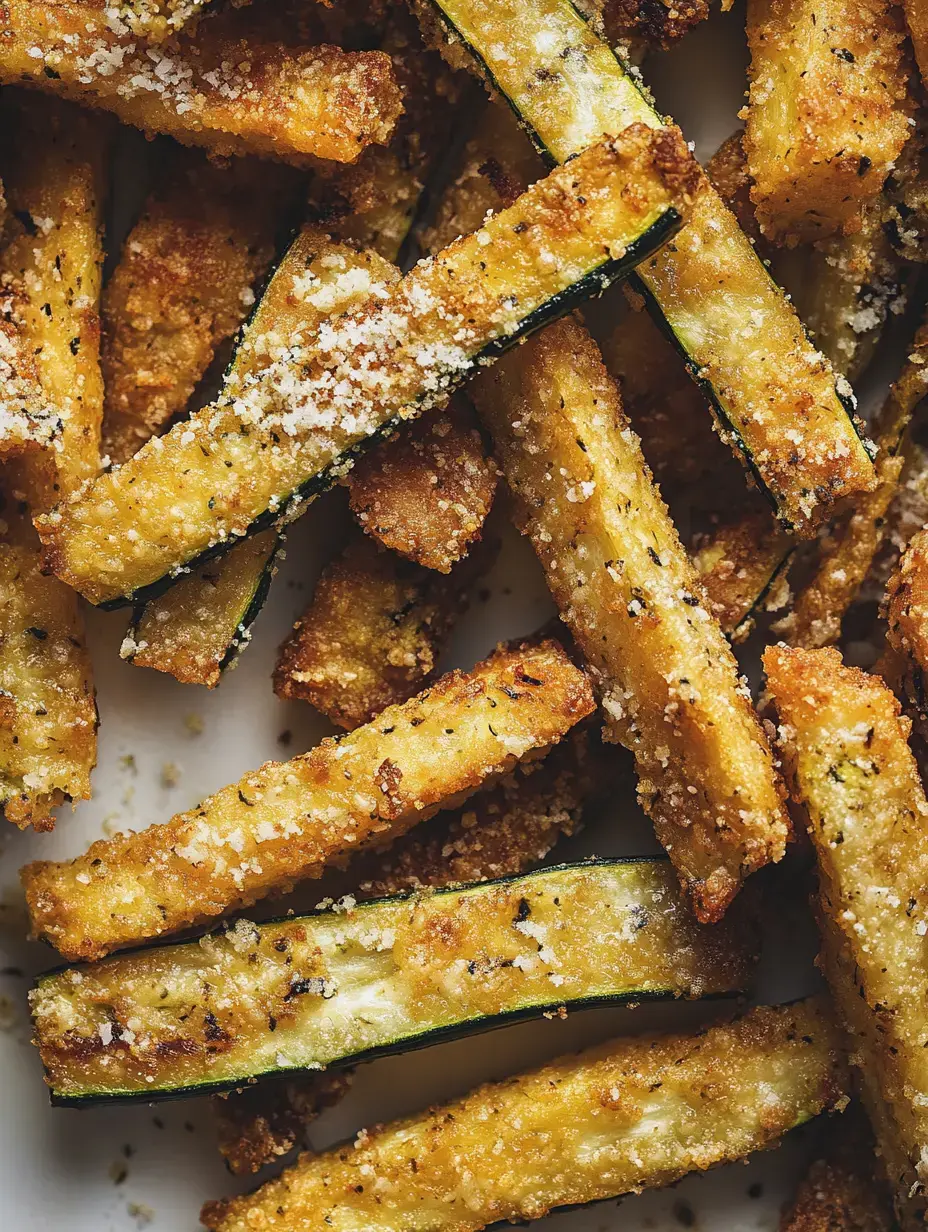 Knusprig gebackene Zucchinisticks mit Gewürzen und Semmelbröseln aus der Nähe.
