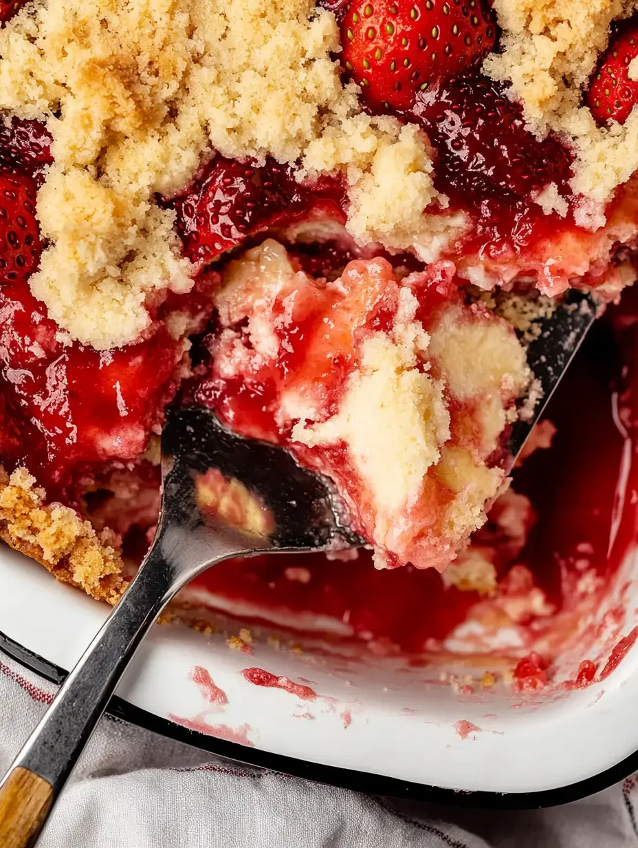 Erdbeer-Dessert mit Streuselhaube wird direkt aus der Form serviert.