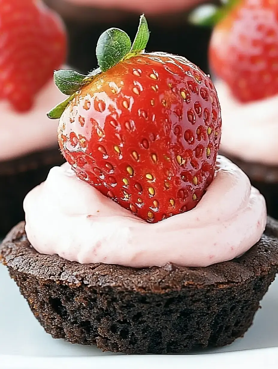 Schokocupcake mit rosafarbener Creme und frischer Erdbeere.