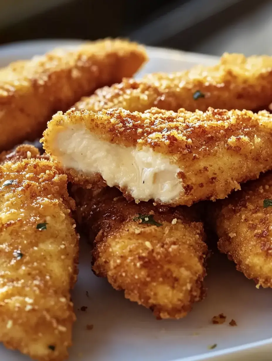 Nah auf goldbraunen Käse-Sticks, einer mit cremigem Inneren angeschnitten.