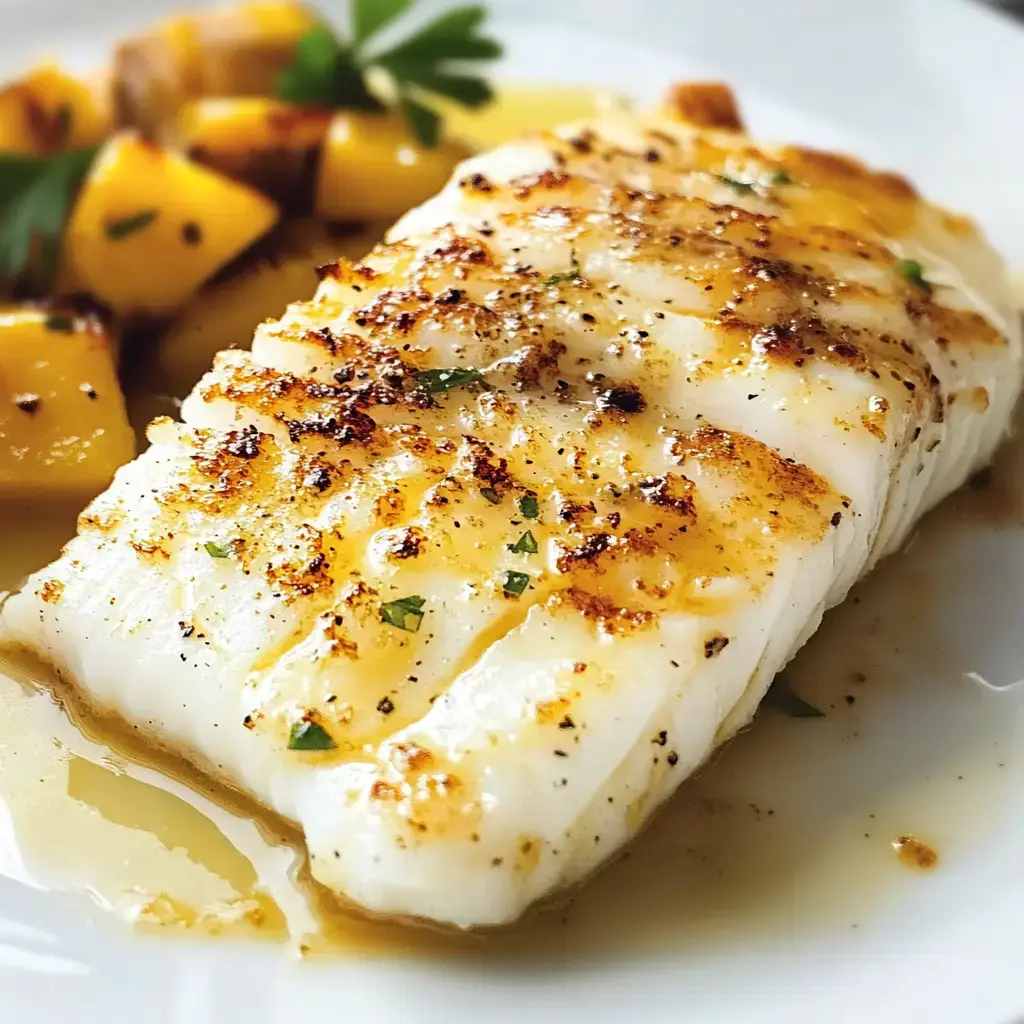 Ein perfekt zubereitetes Fischfilet, dekoriert mit Kräutern, serviert mit geröstetem gelbem Kürbis.