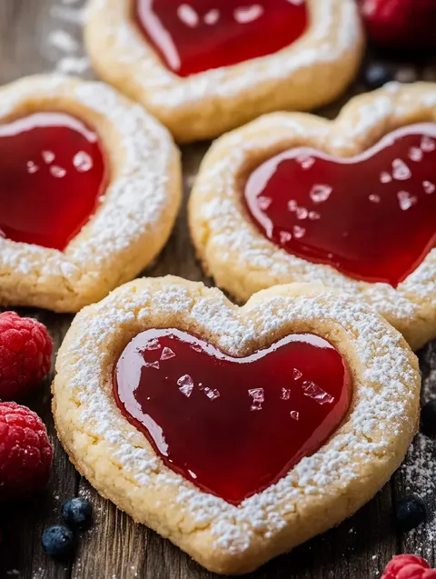 Herz-Plätzchen mit Marmeladenfüllung