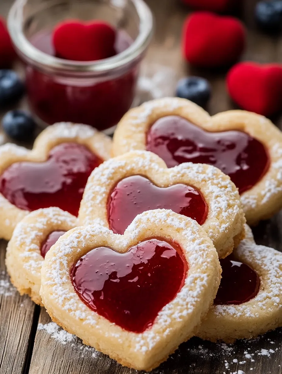 Herzkekse mit Daumenabdruck für den Valentinstag
