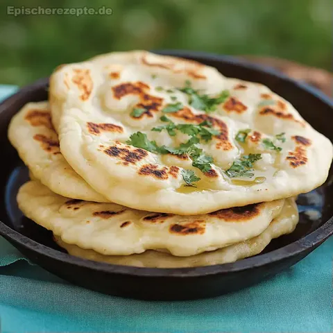 Weiches Naan-Brot in der Pfanne gebraten