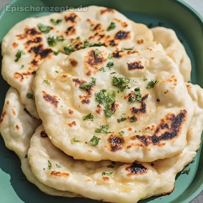 Luftiges Naan-Brot frisch aus der Pfanne