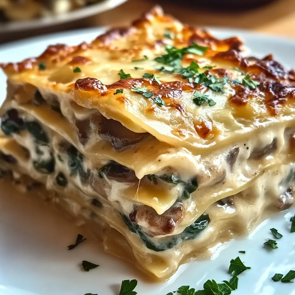 Cremige Spinat-Pilz-Lasagne
