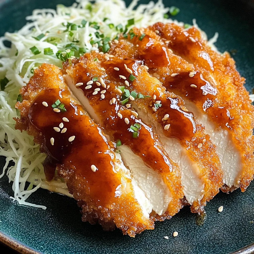 Knusprige Chicken Katsu Schnitzel mit Soße und Reis