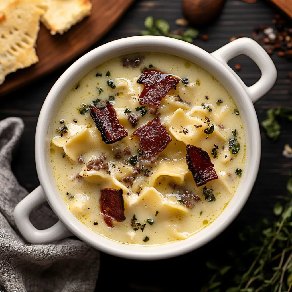 Cremige Hähnchen Lasagne Suppe