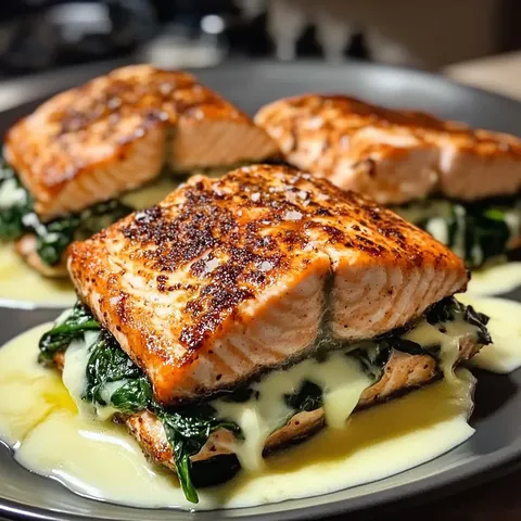 Lachs gefüllt mit Spinat und Parmesan
