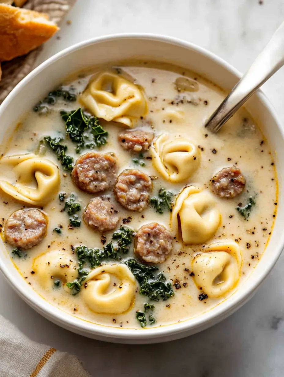 Cremige Wurst-Tortellini Suppe