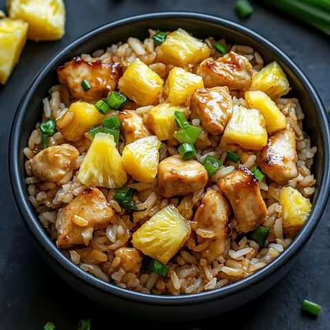 Hähnchen mit Ananas und Reis