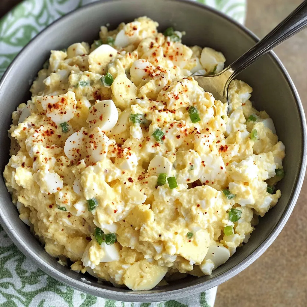 Eiersalat mit körnigem Frischkäse angerichtet