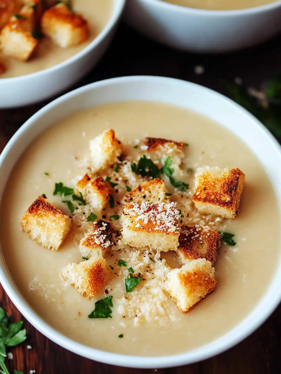 Knoblauchbrot-Suppe mit selbstgemachten Croutons