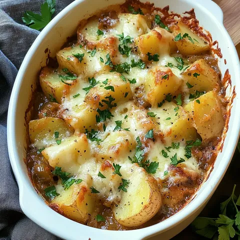 Kartoffelgratin mit Zwiebeln