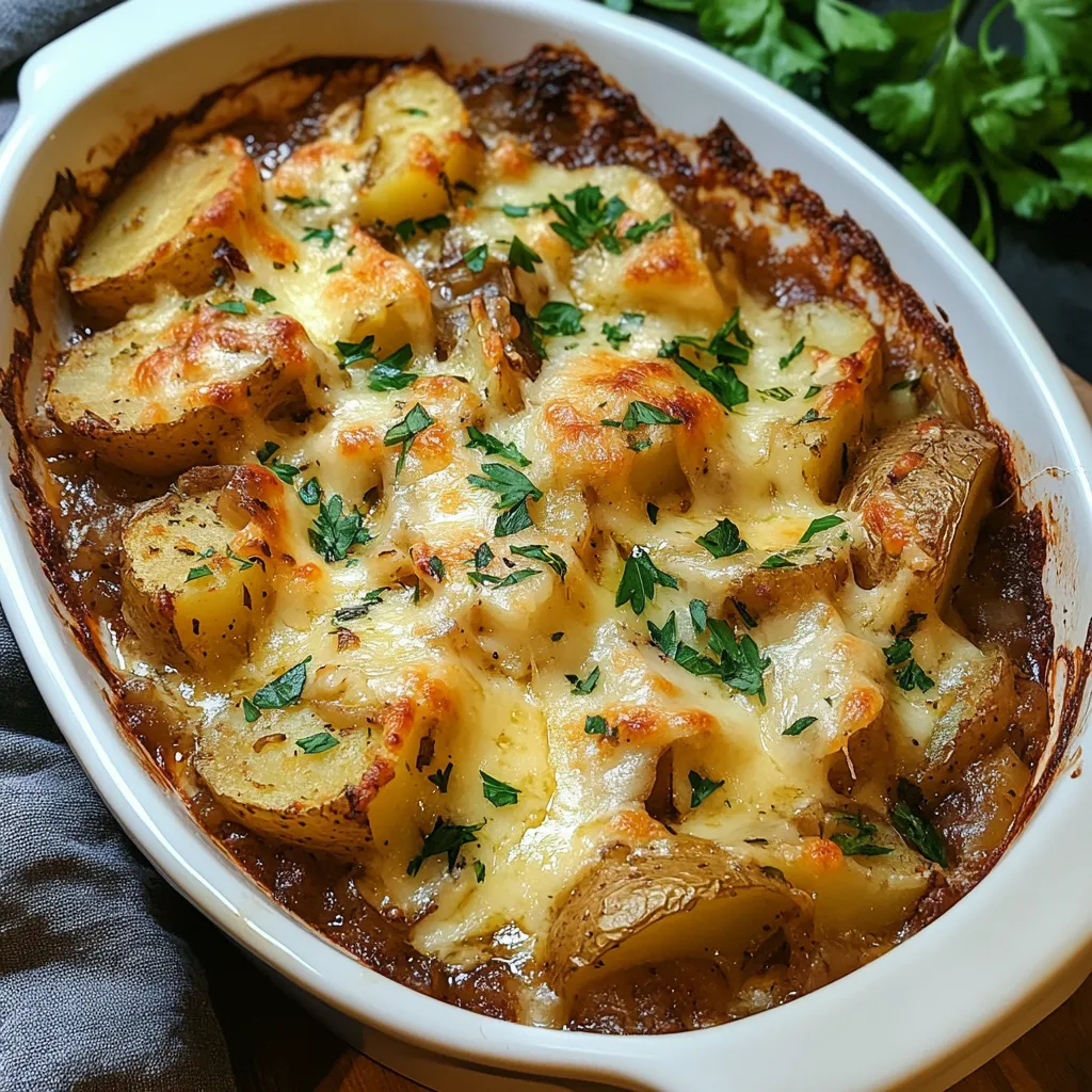French Onion Kartoffelauflauf ganz nah
