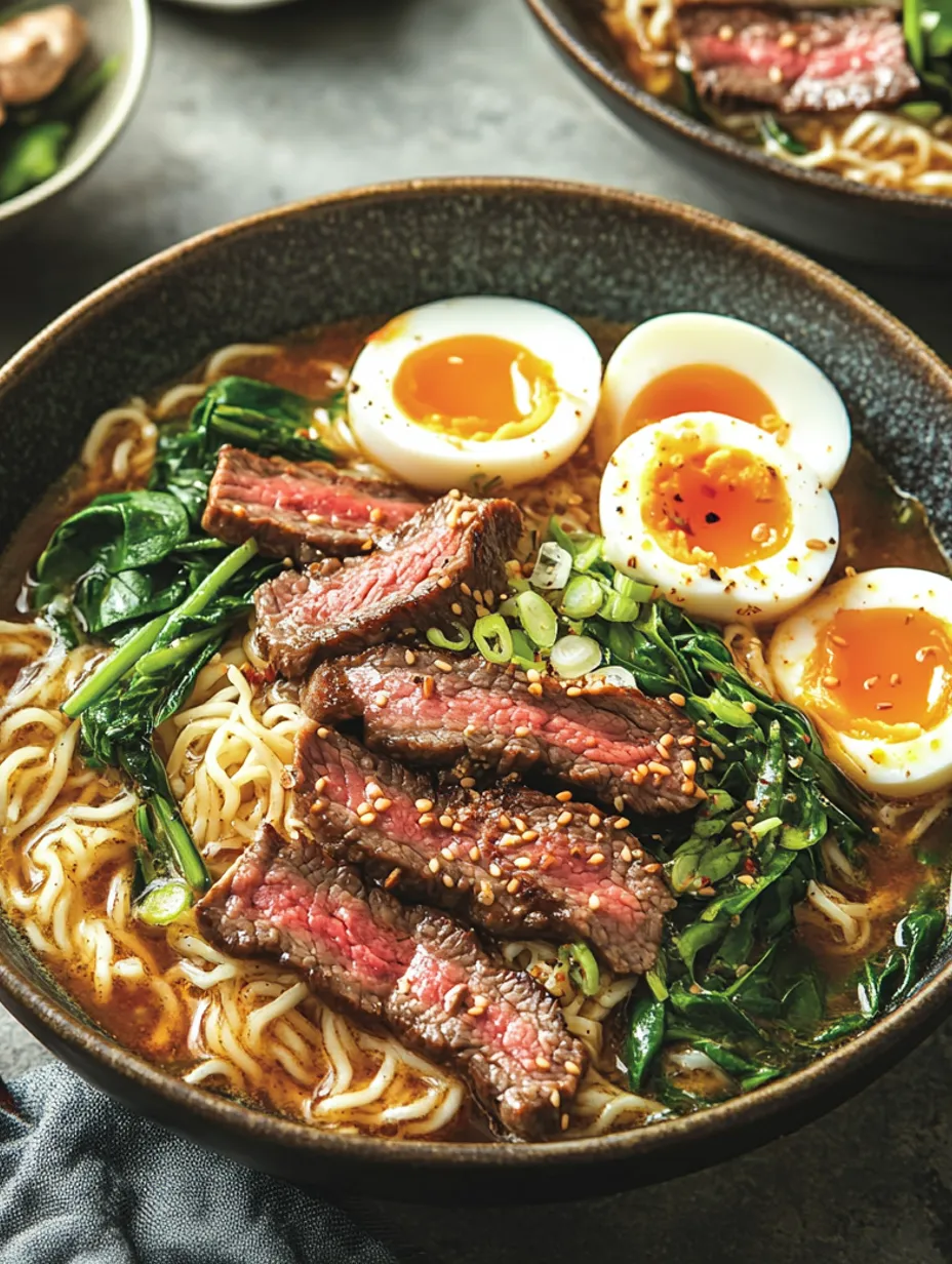 Würzige Ramen-Nudelsuppe mit Rindfleisch