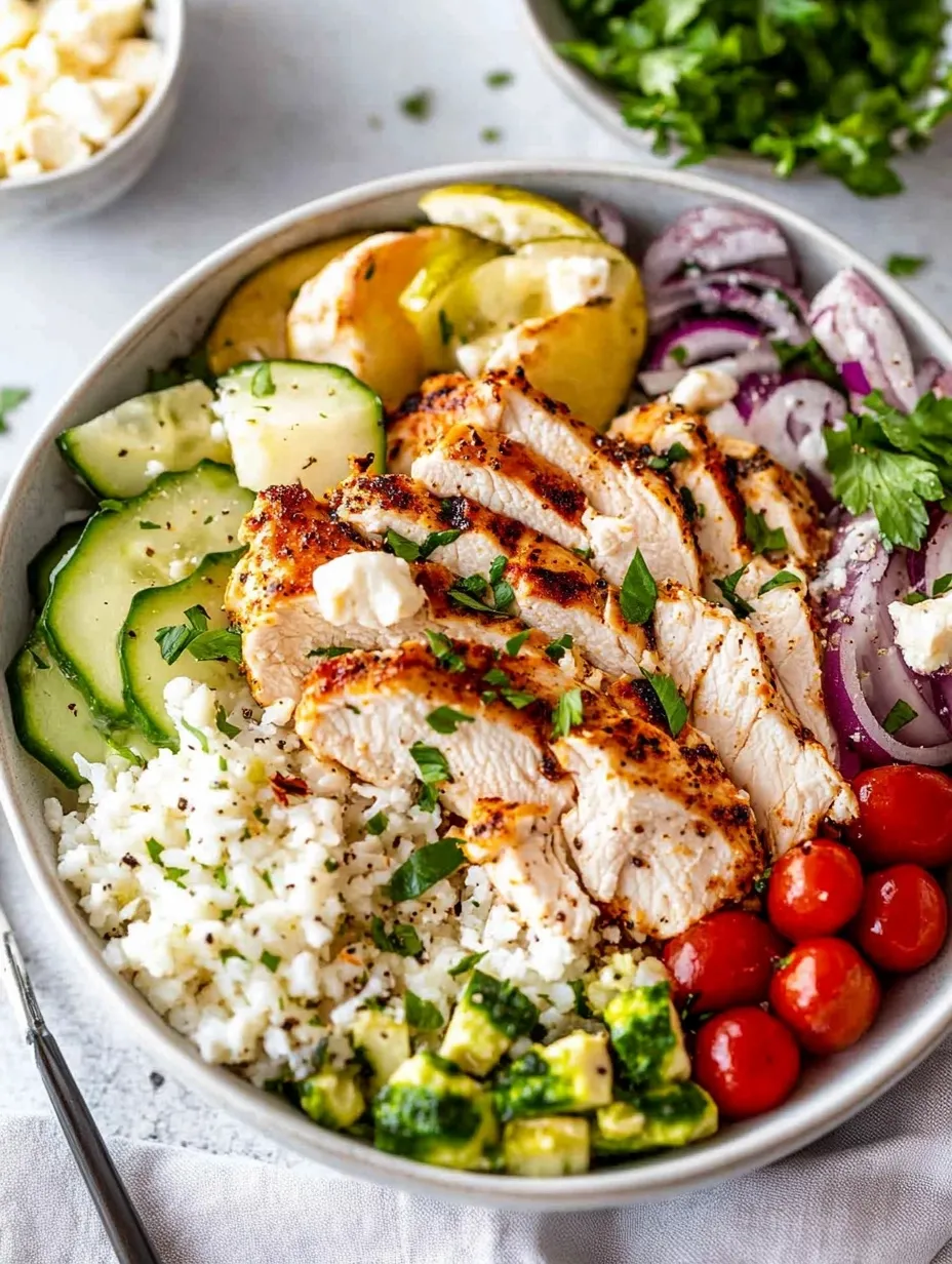 Einfache Greek Chicken Bowls