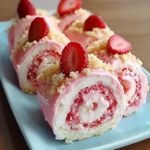 Süße Erdbeer Käsekuchen Rollen