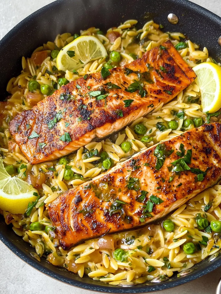 Eine-Pfanne Zitronen-Orzo und Lachs selbstgemacht