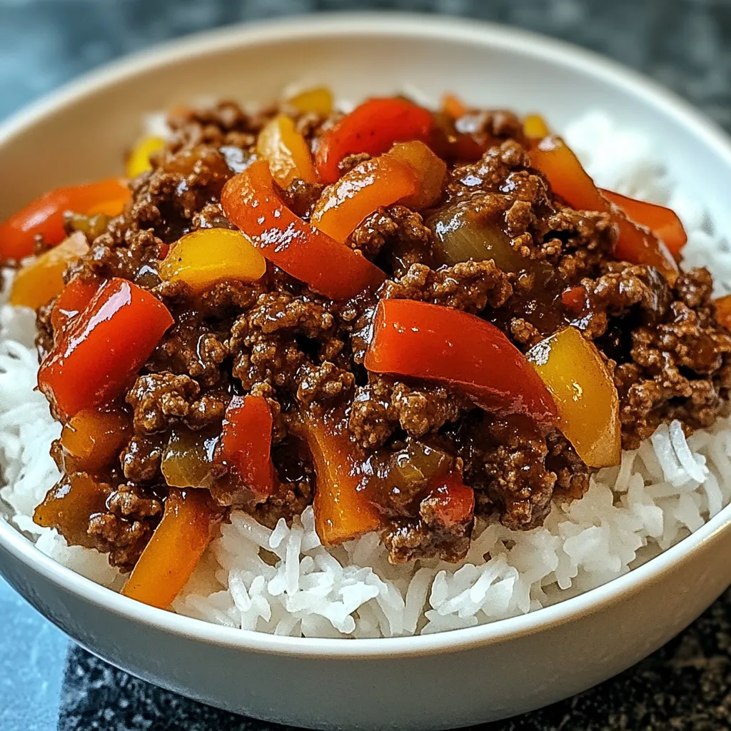 Rindfleisch-Paprika-Reis Bowls