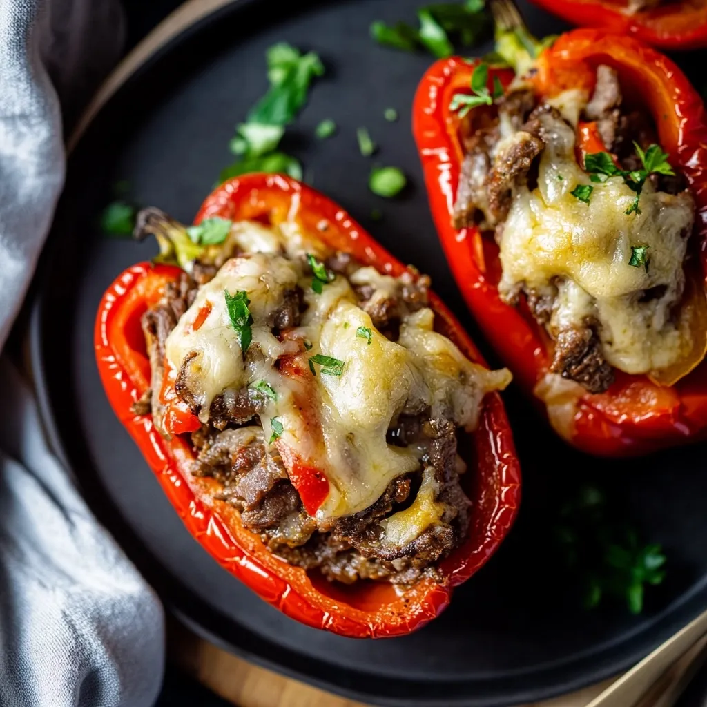 Gefüllte Cheesesteak-Paprika