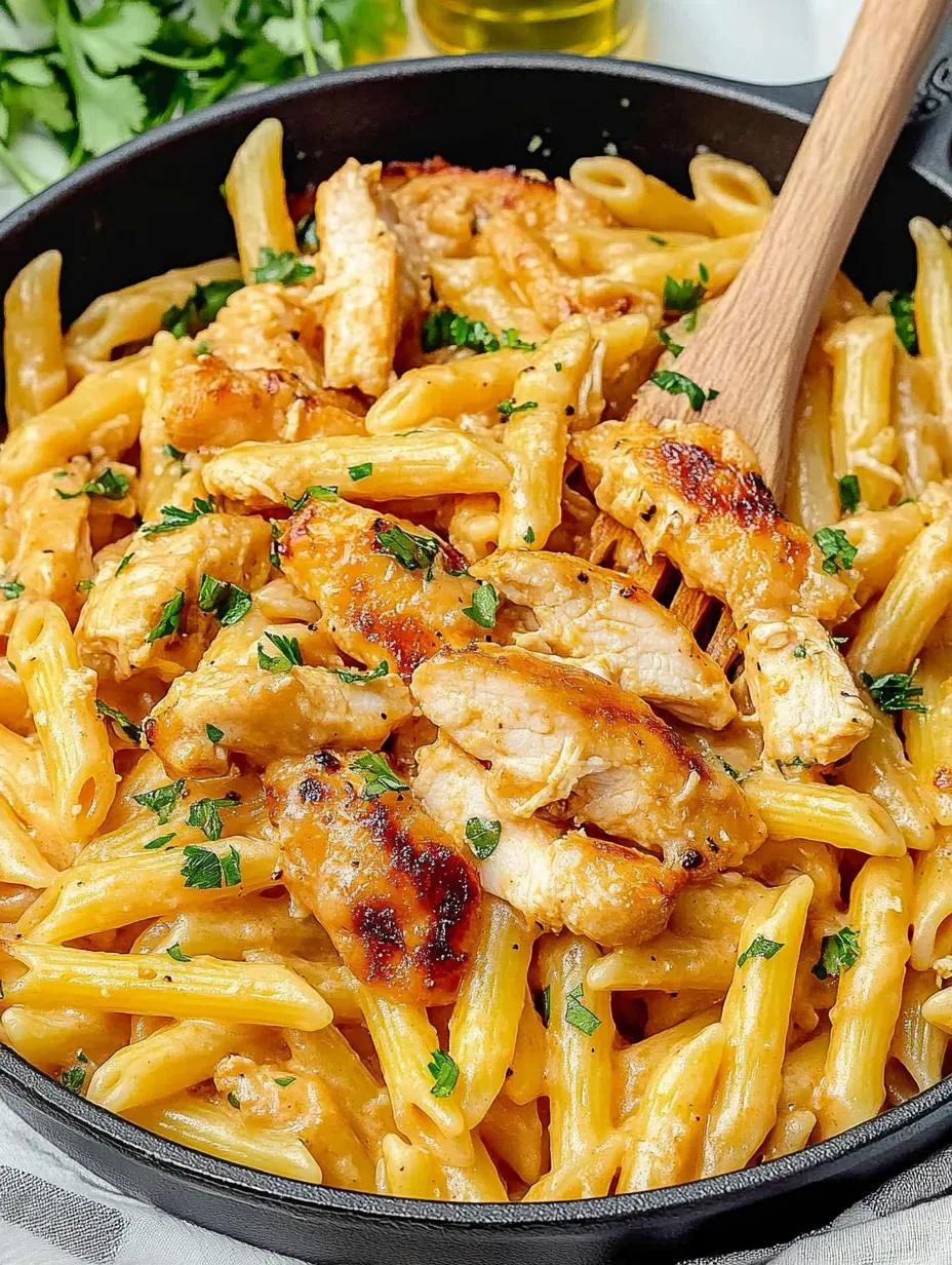 Käsige Hähnchen-Penne