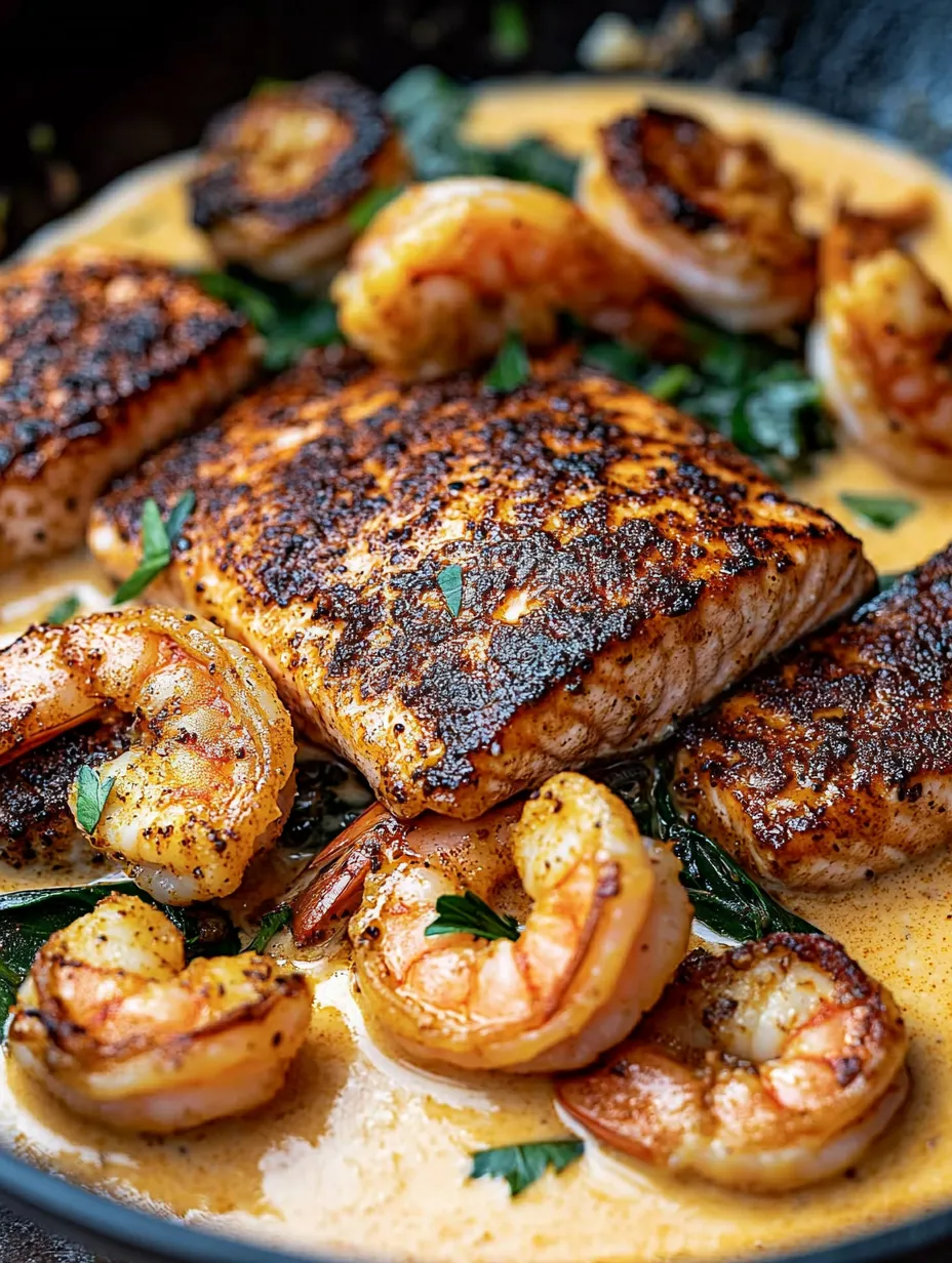 Top Cajun Lachs und Garnelen Gericht