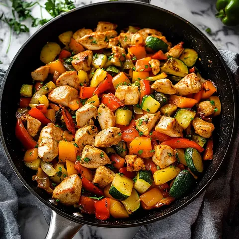 Huhn Gemüse Pfanne Gericht