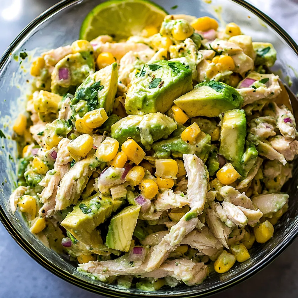 Gesunder Avocado-Hähnchensalat