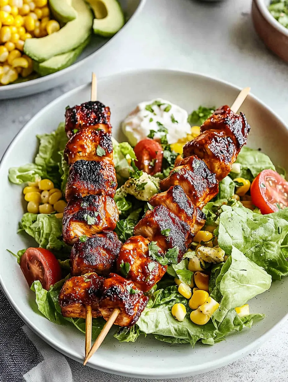 BBQ Hähnchenspieß Salat Lecker