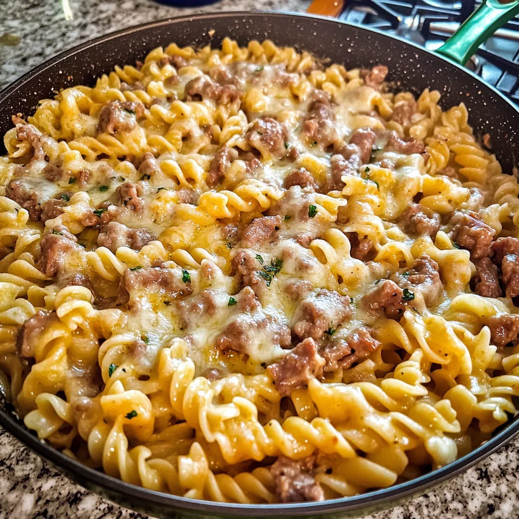 Philly Cheesesteak Pasta Gericht