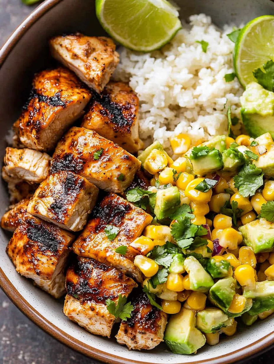 Einfache Honig-Chipotle Hähnchen-Schüssel