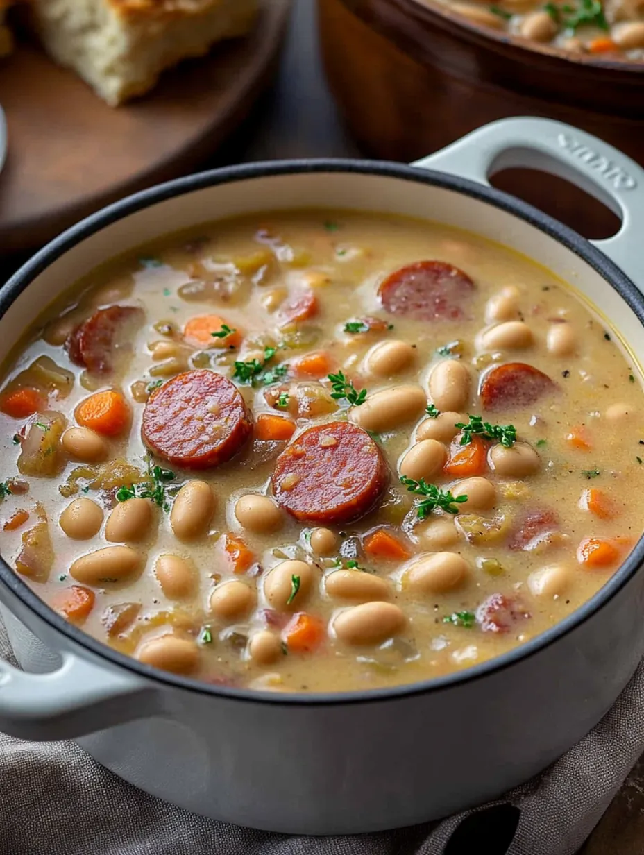 Cremige Bohnensuppe mit Wurst