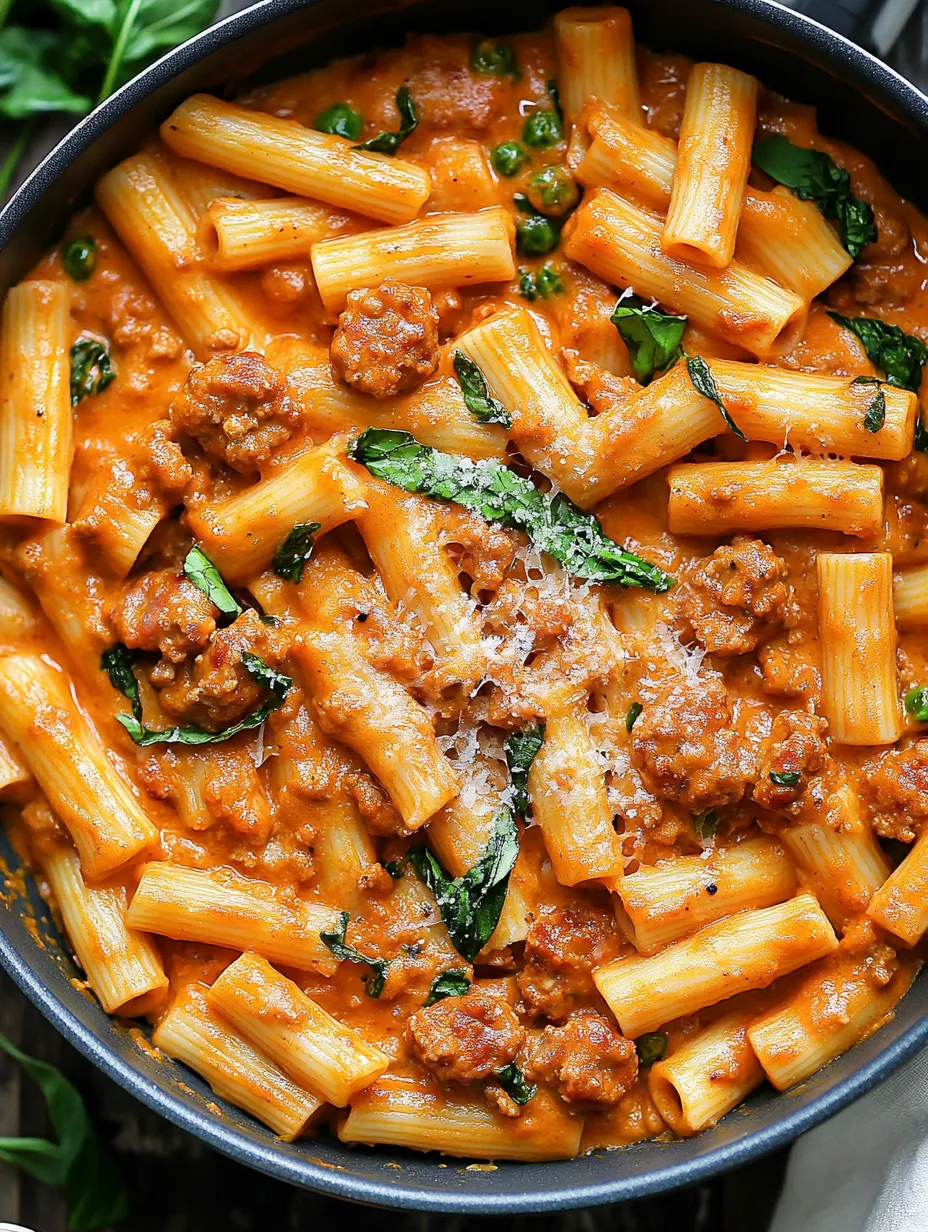 Cremiges Wurst-Rigatoni Gericht