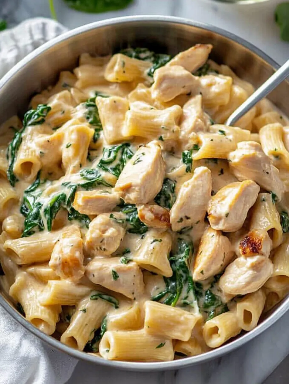 Einfache Hähnchen-Spinat-Pasta