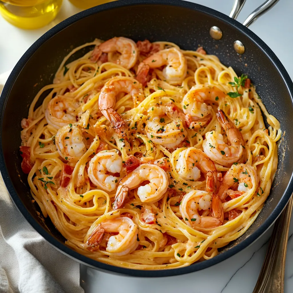 Einfache Garnelen Pasta