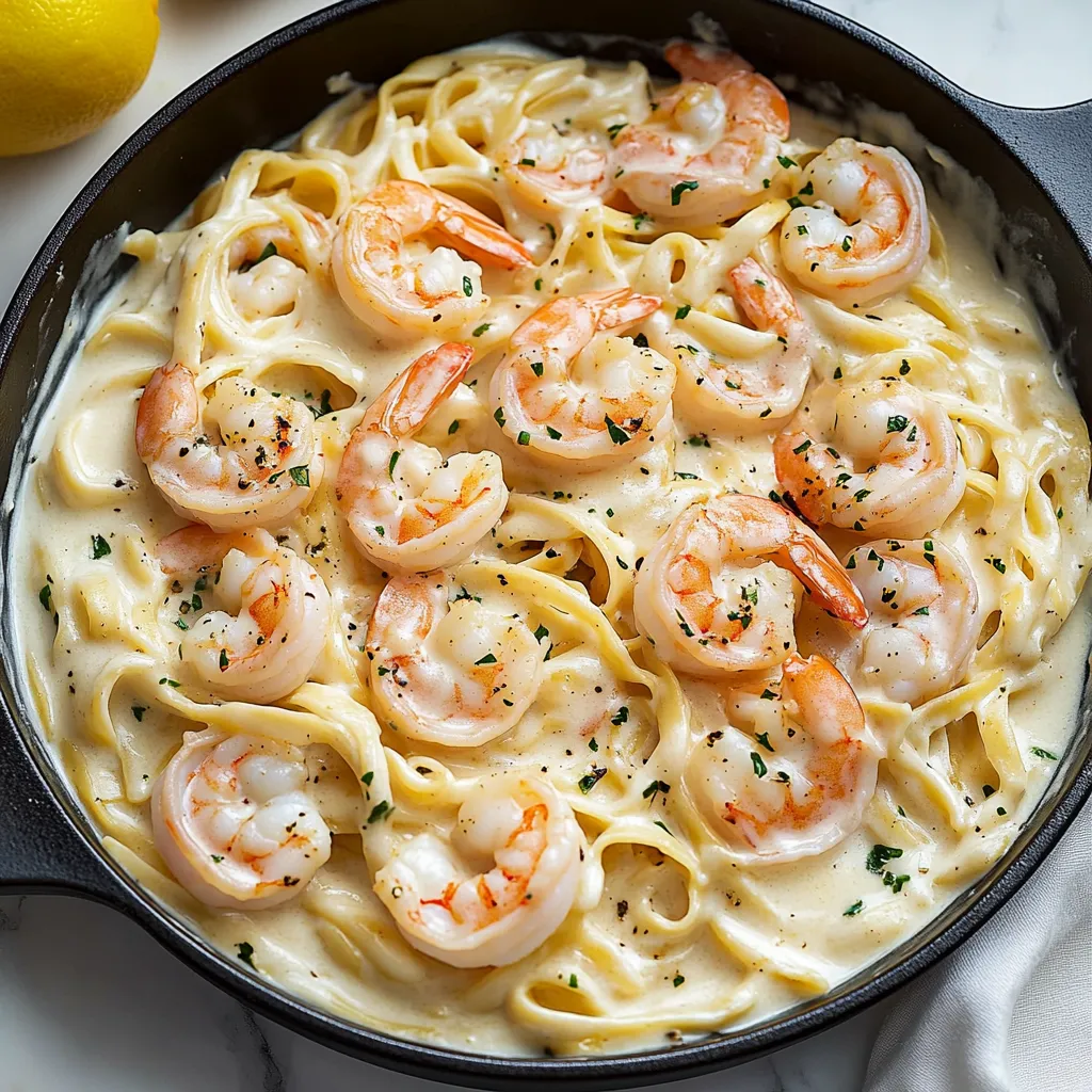 Garnelen Alfredo frisch gekocht