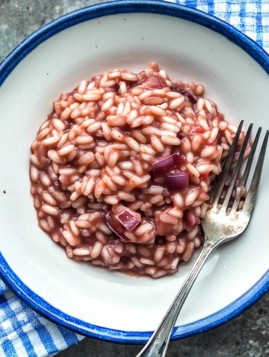 Samtiges Rotwein-Risotto mit Süßen Zwiebeln