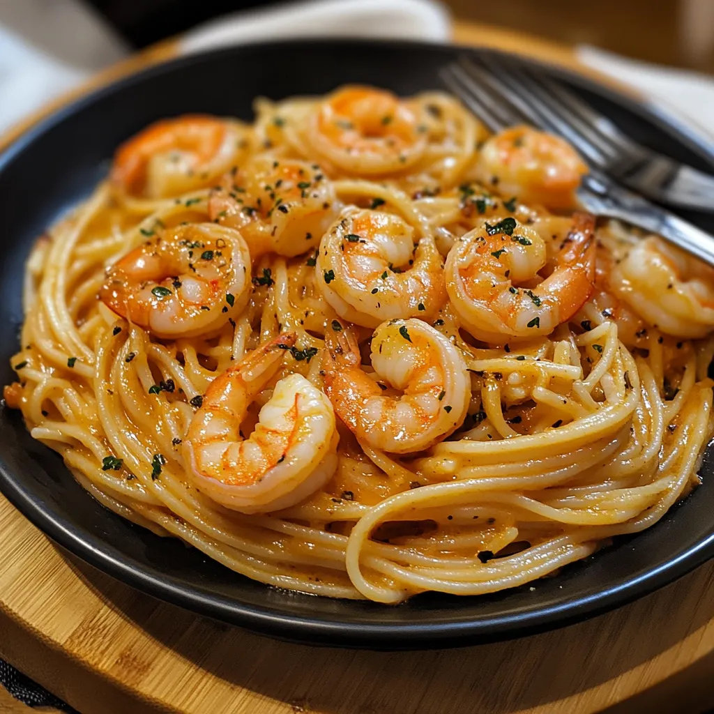 Detailaufnahme Bang Bang Garnelen Pasta