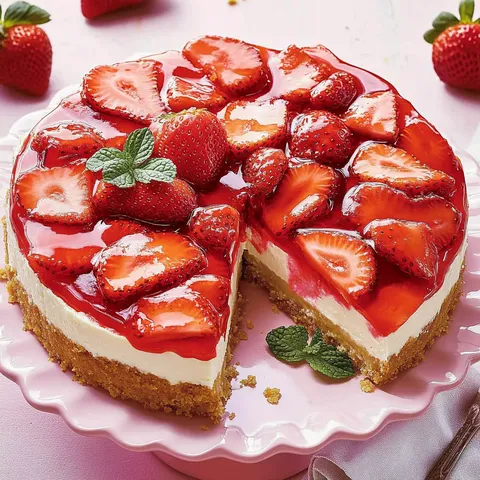 Frischer Erdbeerkuchen