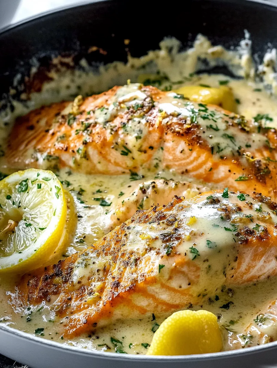 Überbackener Lachs mit Zitronen-Butter-Sahnesoße selbstgemacht