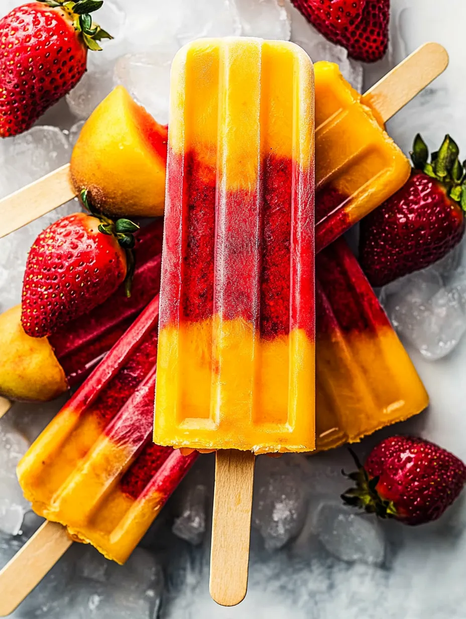 Schnelles Erdbeer-Mango-Eis am Stiel