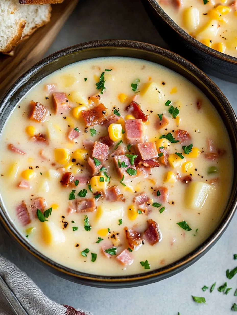 Cremige Schinkensuppe mit Bacon & Cheddar