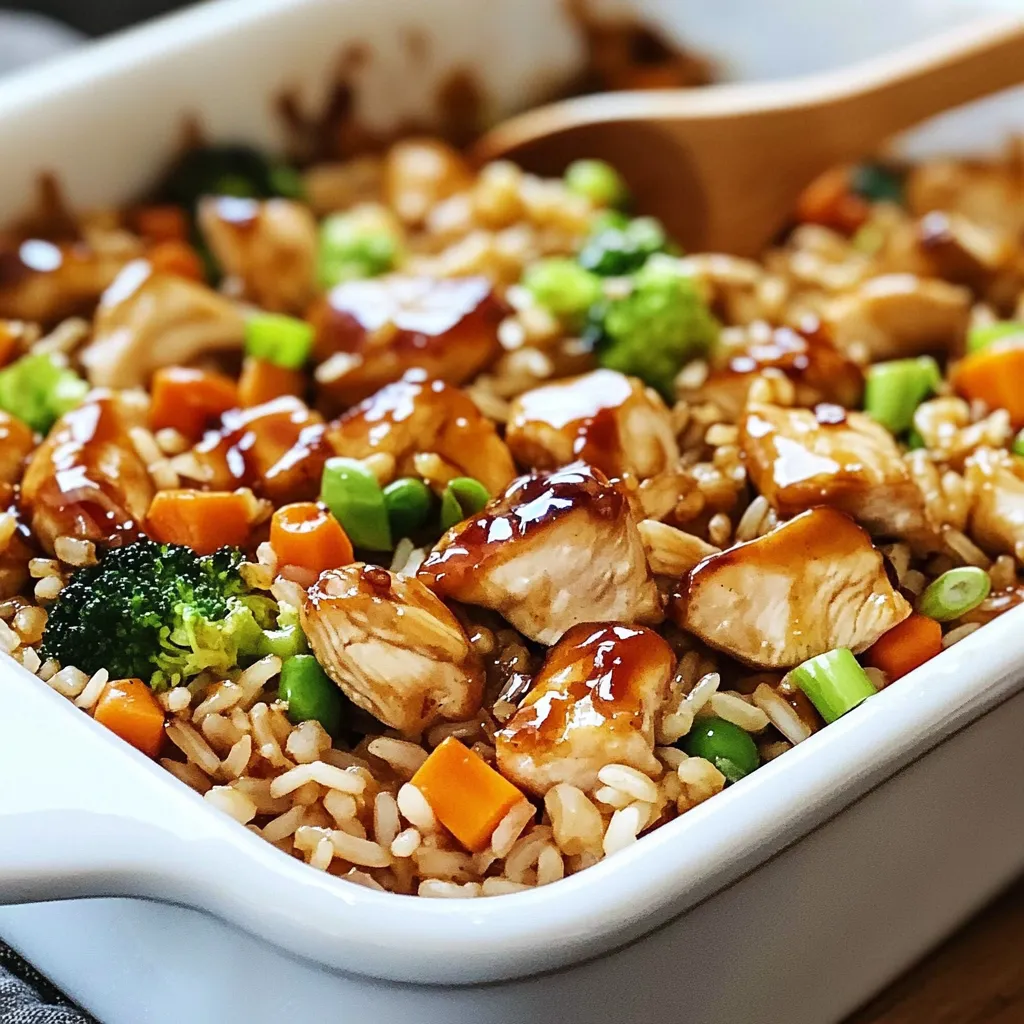 Teriyaki Hähnchen Auflauf mit Reis