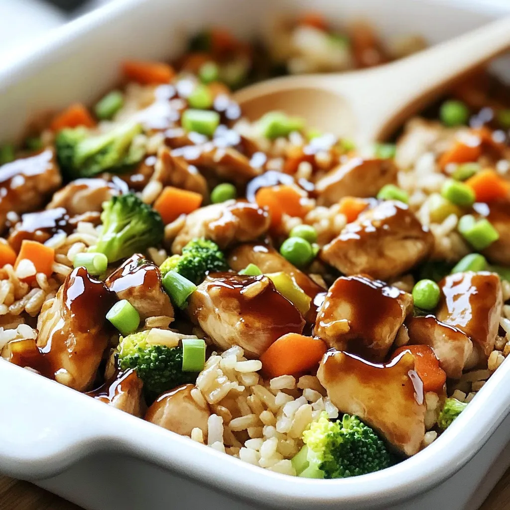 Schneller Teriyaki-Hähnchen-Reis-Auflauf
