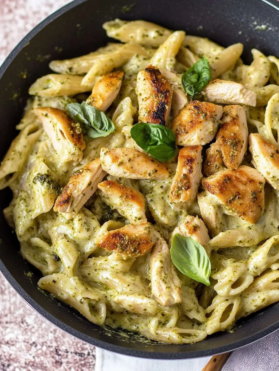 Cremige Hähnchen-Pesto-Pasta frisch